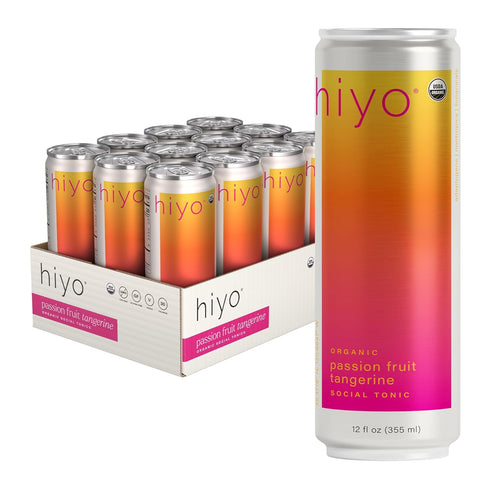 Hiyo Organic Social Tonic- Passion Fruit Tangerine, 12 Pack N.A. Functional Seltzer,