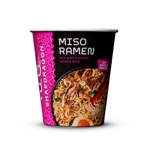6 Pack Pack Snapdragon Miso Ramen Cup Noodles - Instant Ramen Bowl with Authentic Wheat Noodles, Soup Sauce Base, Vege