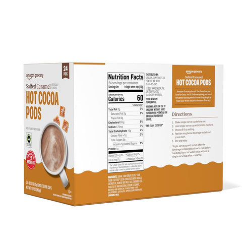 2.0 24 Count Amazon Brand - Happy Belly Hot Cocoa Pods Compatible with K-Cup Brewers, Salted Caramel Flavored