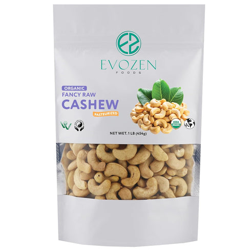 EvoZen Foods (1 LB) Organic Raw Whole Cashews, Non-GMO, Certified Kosher, Vegan Verified