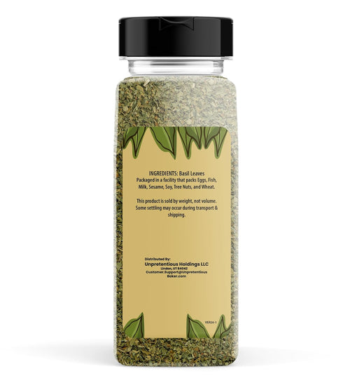 6.4 oz, Unpretentious Basil Leaves, Cut & Sifted, Sweet Flavor, Sauces & Soups