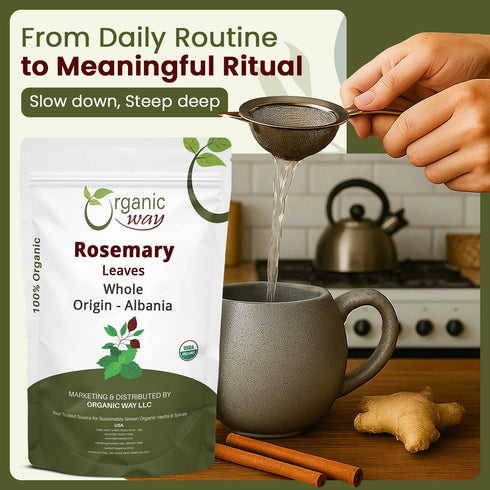 100% Albania (8 Pack) Organic Way Dried Rosemary Leaves Whole Herb - Herbal Tea & Culinary Use | European Wild-Harvest