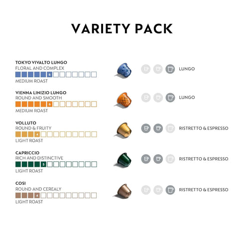 Pack, 50 Count Nespresso Capsules Original Line, Mild Roast Blend Variety Mild Roast Coffee, Coffee Pods