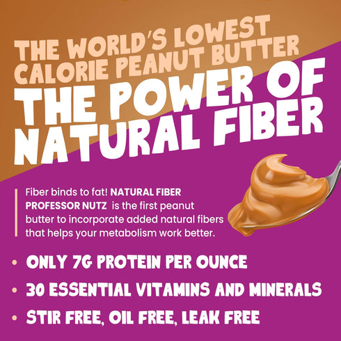 Professor Nutz 30 (12.41 Oz, Organic Peanut Butter- Low Calorie, Nut Butter, Natural Peanut Butter, Natural Fiber