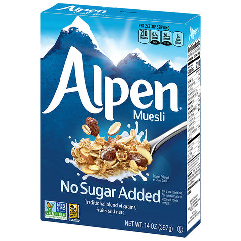 Three Sisters 14 Alpen Muesli Cereal, No Sugar Added, Ounce