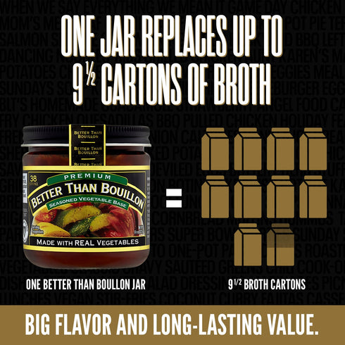 38 8 oz Better Than Bouillon Premium Seasoned Vegetable Base, Makes Cups of Broth