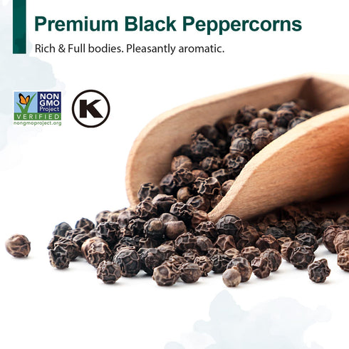 Soeos Himalayan Pink Salt 39 oz + Whole Black Peppercorns 18 oz - Kosher Bulk Spice Seasoning Set for Cooking