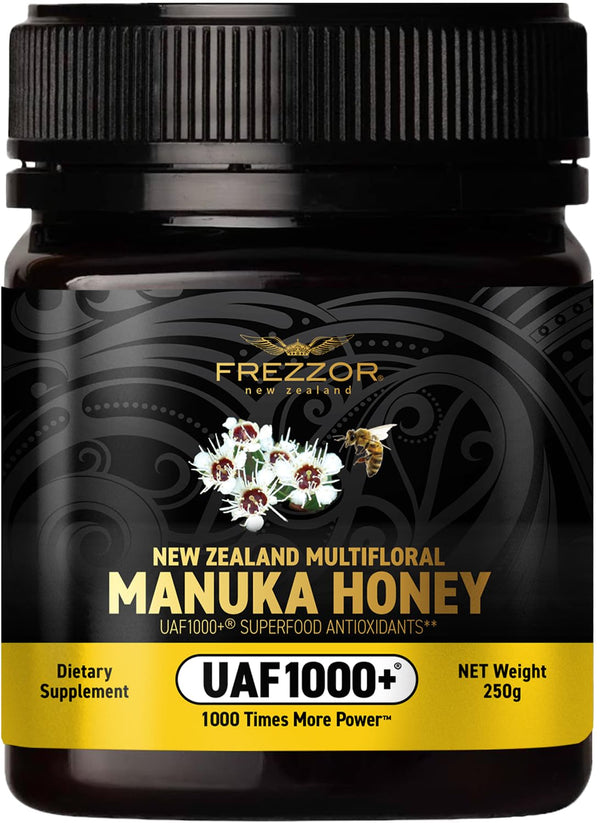 FREZZOR Premium New Zealand Raw Multifloral Manuka Honey with UAF1000+ Super Antioxidant,