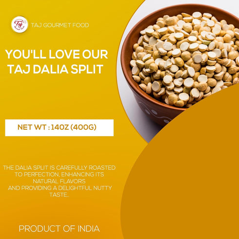 TAJ Gourmet Foods (14oz) TAJ Premium indian Dalia Split (Roasted Split Chickpeas Daliya)