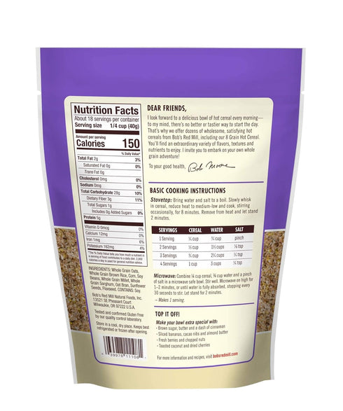 8 27 oz Bobs Red Mill Cereal Grain Gluten Free