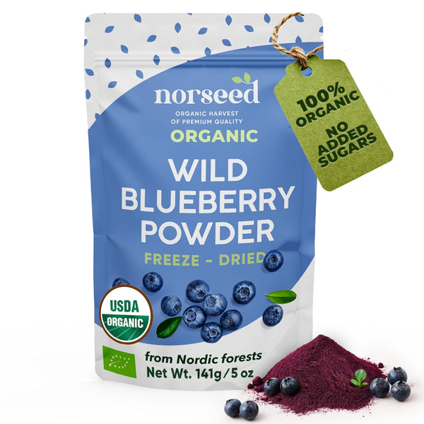 Wild Blueberry Powder Organic 5 Ounce Bag USDA Certified & Lab Tested