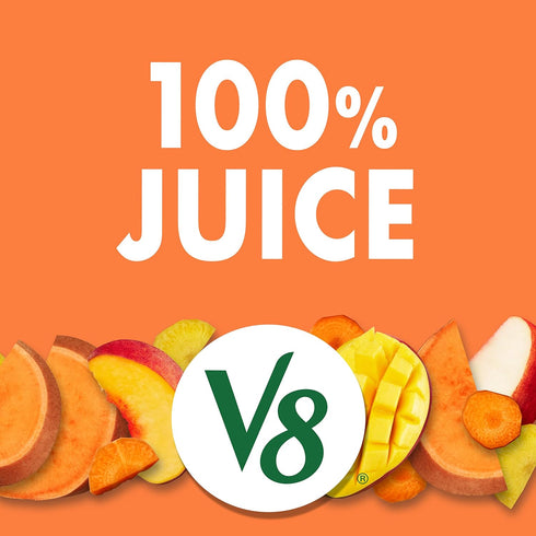 V8 100% 46 oz (6 Pack) Peach Mango Fruit and Vegetable Juice, fl Bottle