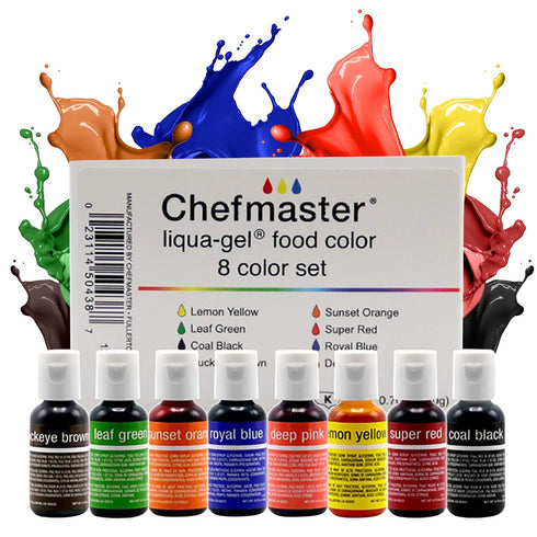 Chefmaster - Liqua-Gel Food Coloring - Fade Resistant Food Coloring - 8