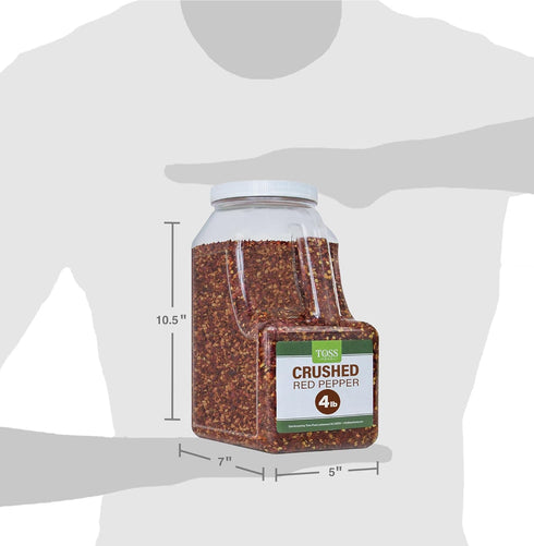 4 LB TOSS Crushed Red Pepper Flakes, Red Chili Bulk Spice Container, Hot Pepper Flakes For Pizza Seasoning, Great