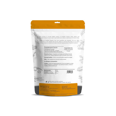Just Jaivik 100% Organic Fenugreek Powder - 0.5 lb / 227 gm / 08 oz, Supports Healthy Digestive System
