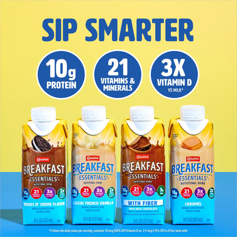 8 OZ (Pack 24) Carnation Breakfast Essentials Ready-to-Drink, Classic French Vanilla, FL Carton