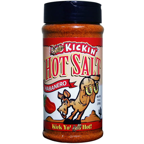 KICKIN' Habanero Hot Spicy Salt - 14 oz. Shaker Jar - Perfect for Popcorn, Margarita & French Fry Seasoning - Gourmet