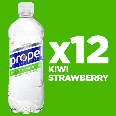 16.9 Oz (12 Count) Propel, Kiwi Strawberry, Zero Calorie Sports Drinking Water with Electrolytes and Vitamins C&E, Fl