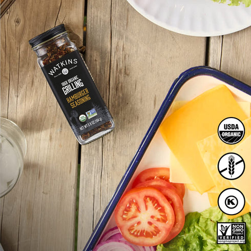 Watkins Organic Grilling Hamburger Seasoning - Non-GMO, Kosher, 3.6 Oz, 1-Pack