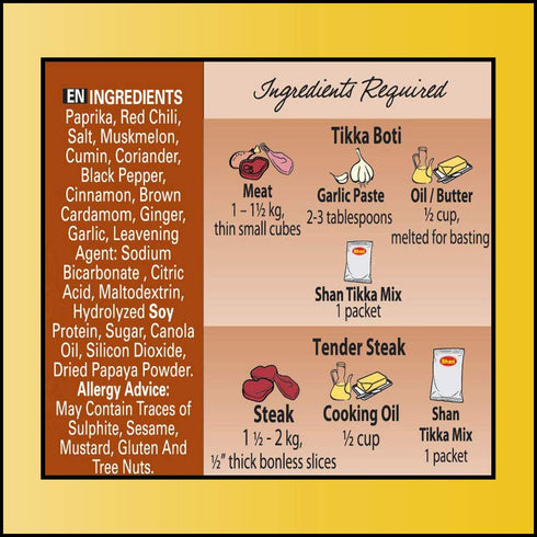 1.76 oz (50g) Shan Tikka Recipe and Seasoning Mix - Spice Powder for Traditional Style BBQ Steak Mix - Suitable