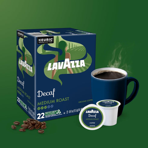 88-Count (4 Packs 22) Lavazza Decaf, Single-Serve Keurig K-Cup Pods, Medium Roast Coffee, Box