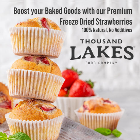 Thousand Lakes Freeze Dried Sliced Strawberries, Premium Fruit, Bulk 5 oz, No Sugar Added, 100% Strawberries