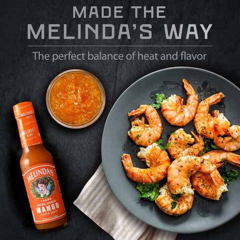 Melinda’s Mango Habanero Hot Sauce - Sweet & Mild, Made with Fresh Ingredients, 5oz, 4 Pack