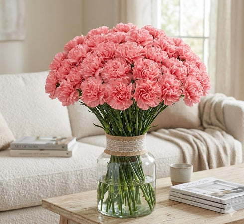 (50) FlowerPrime Pink Carnations - Fresh Natural Cut Flowers