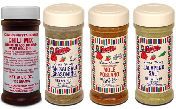 Bolner's Fiesta Traditional Southwest Seasonings Variety Bundle: (1) Chili Mix, (1) Pan Sausage Seasoning,