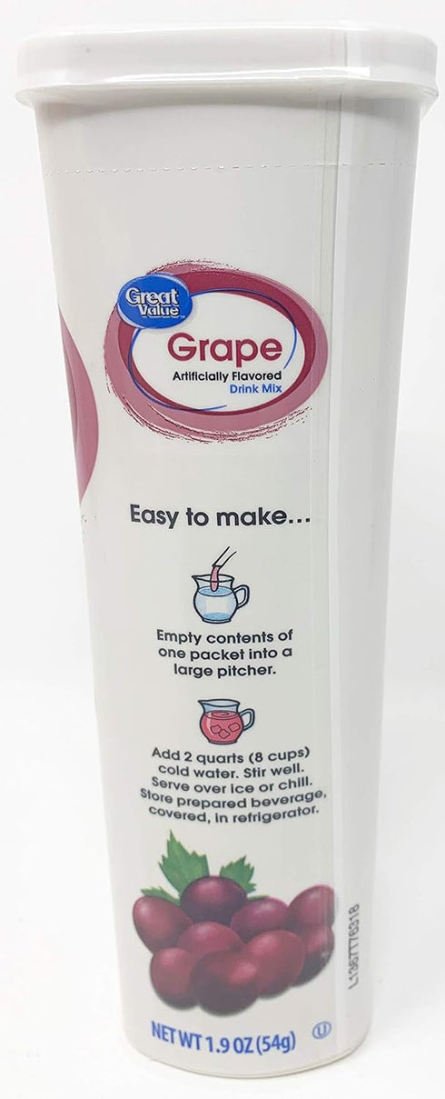Great Value 1.9 Oz 6 Packets (2 Pack) : Grape Drink Mix