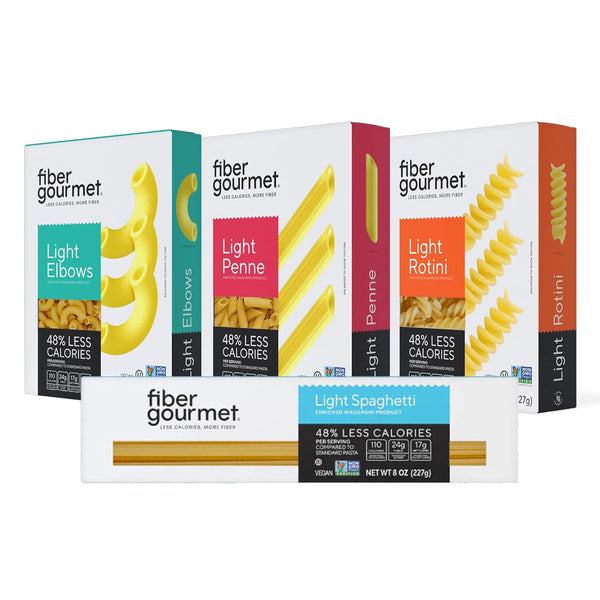Fiber Gourmet Low Carb Pasta Variety Pack - Spaghetti, Rotini, Penne, Elbows