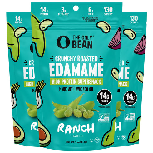 The Only Bean Edamame Dry Roasted Low Carb Snacks (Ranch), Vegan Gluten