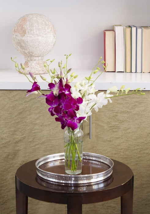 KaBloom - Exotic Opal Orchid Bouquet of Purple and White Orchids without Vase - Fresh Flowers for Birthday, Valentine's