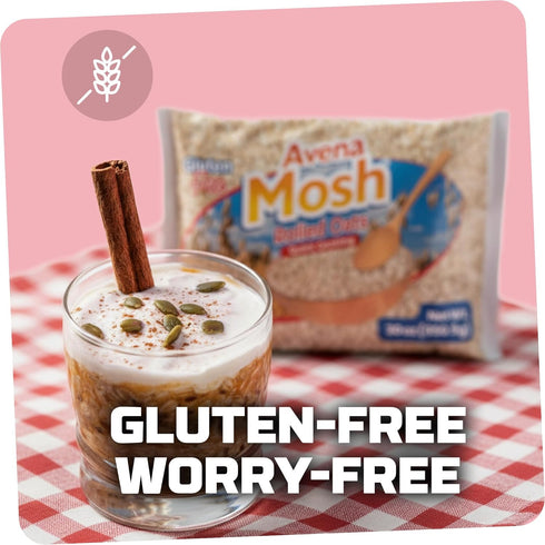 30 Oz, 1-Pack Avena Mosh Rolled Oats, Gluten Free, Quick Cooking, Non GMO, Perfect for Overnight Oats, Vegan Oatmeal