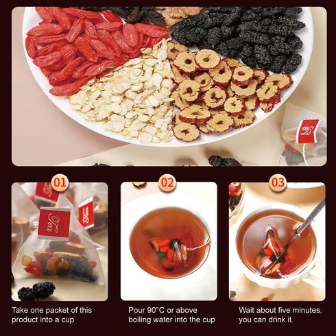 Wanciment 6 Mulberry (1 Bag(20 Ginseng Five Treasures Tea Kidney Tea - Kidney Cleanse Ginseng Six Treasures Teas