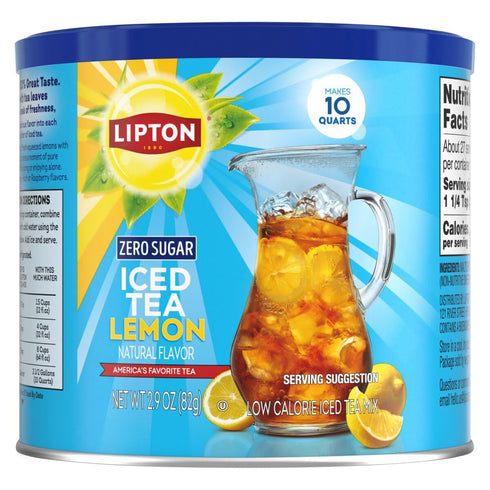 10 (Pack 6) Lipton Zero Sugar Iced Tea Mix, Lemon Flavor Black Iced Tea, Makes Quarts