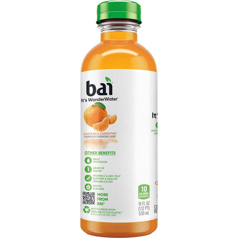 18 12 Pack Bai Antioxidant Infused Water Beverage, Costa Rica Clementine, with Vitamin C and No Artificial Sweeteners