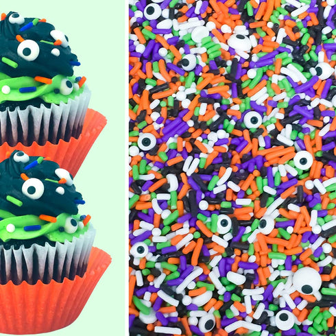 Edible Halloween Eyeballs Cake Confetti Sprinkles, Orange Black Purple Green White for Cake Cookie Cupcake Ice Cream