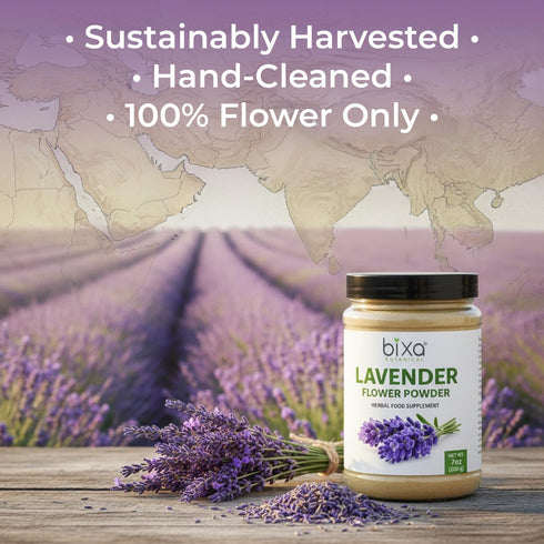 Powder|100% 140+ 200g/7oz bixa BOTANICAL Lavender Powder for Drinks|Lavandula angustifolia|Lavender for Coffee, Baking