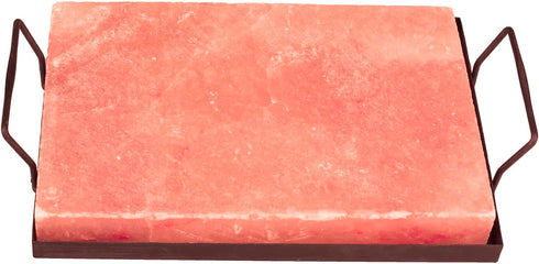 OULLYY Himalayan Salt Plate Steel with Holder Set, Outdoor BBQ Himalayan Salt Block
