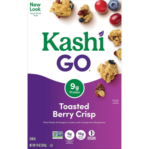 Kellogg's 14oz (1 Kashi GO Breakfast Cereal, Vegan Protein, Fiber Cereal, Toasted Berry Crisp, Box Box)