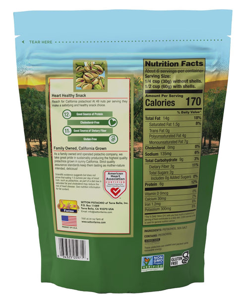 Setton 12 Oz. Farms Premium Pistachios, Dry Roasted with Sea Salt, Bag