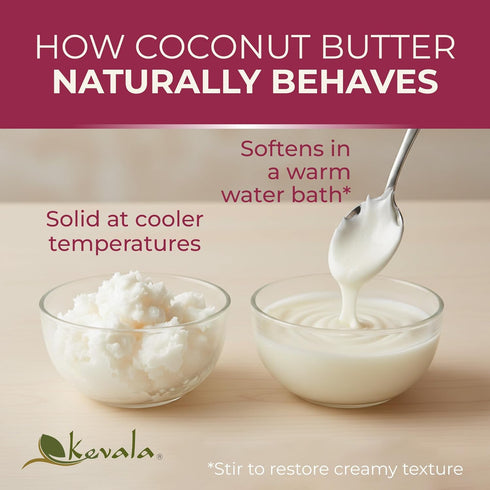 16 oz Kevala Organic Coconut Butter | Made with Organic Whole Coconut | Creamy Spread for Baking & Cooking | Dairy Free