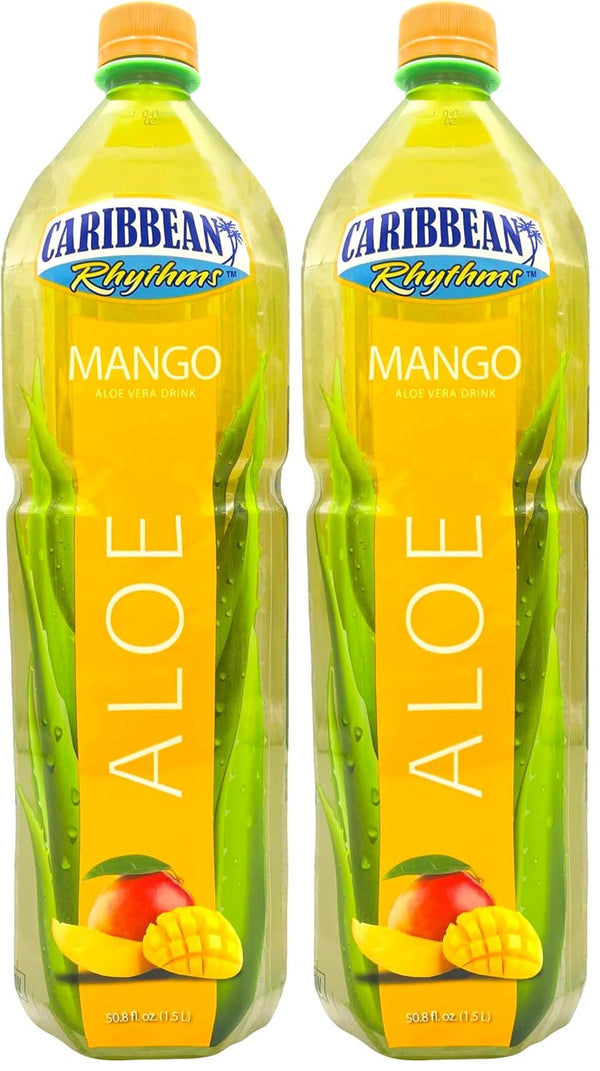 CARIBBEAN RHYTHMS Aloe Vera Drink with Aloe Pulp, Mango, 1.5L (Pack of 2)