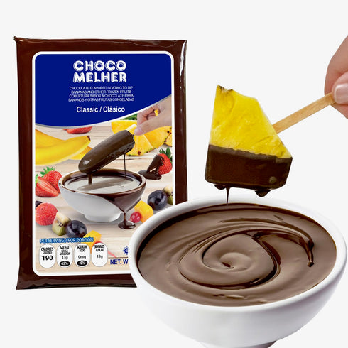 2 Pack Frozen 2 13.22 oz CHOCOMELHER Clasico - Milk Chocolate Flavored Coating for Chocobananos - Cobertura de