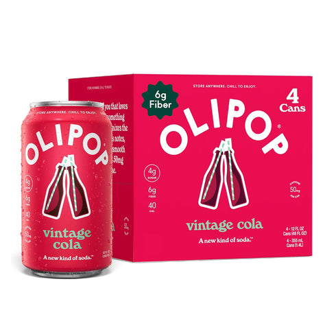 OLIPOP Prebiotic Soda Pop, Vintage Cola, Prebiotics, Botanicals, Plant Fiber, 12 fl
