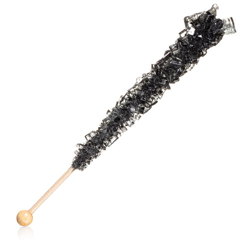 24 Black Rock Candy Sugar Sticks - Black Cherry Flavored - Individually Wrapped Candy Party Favors