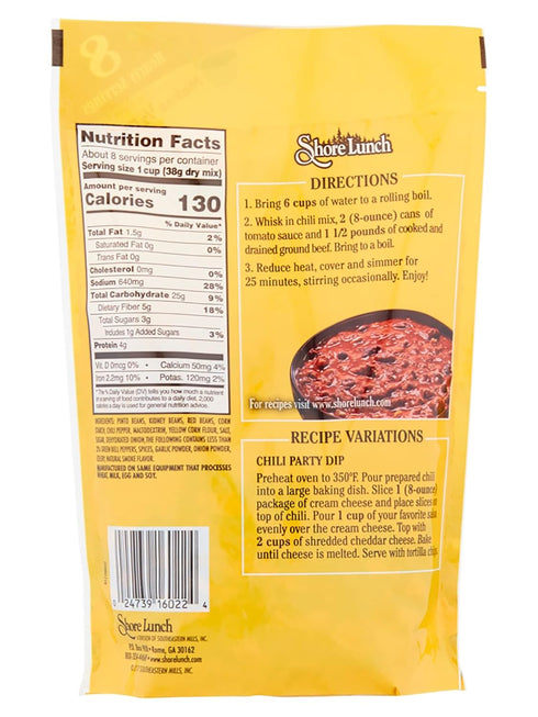 Shore Lunch 10.6 oz (Pack 6) Homestyle Chili with Beans Soup Mix