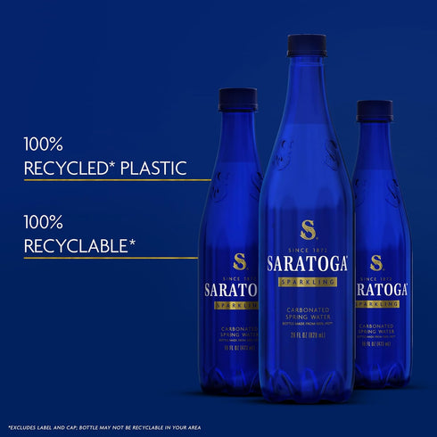 6-Pack 16 Oz Saratoga Sparkling Water Bottles, Carbonated Spring Bottled Water Recycled PET Plastic Bottles Fl