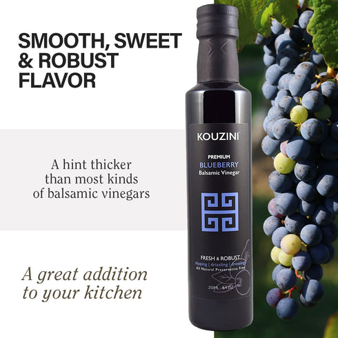 250ml Kouzini Ultra Premium Blueberry Balsamic Vinegar, Aged Balsamic Vinegars from Modena, Italy, Premium, Smooth